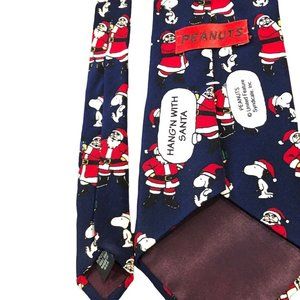 Christmas Snoopy Peanuts Tie Hanging With Santa United Syndicate Blue Holiday